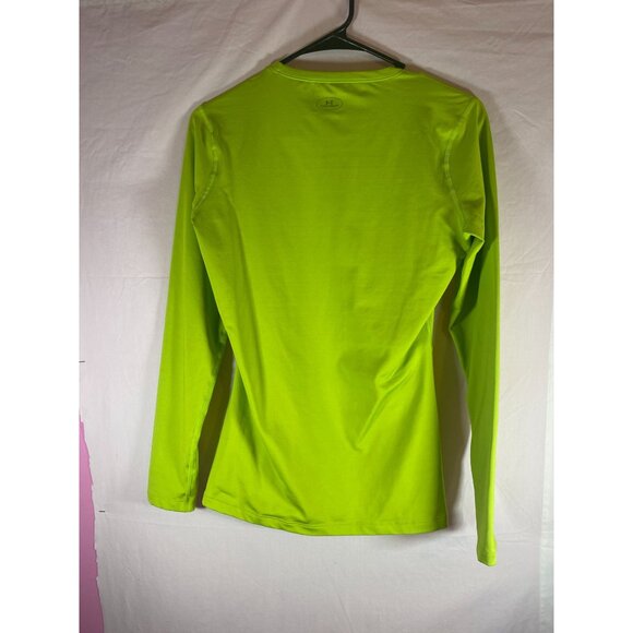 Under Armour Women's Size S Md Fitted Coldgear Lime Green Long Sleeve Pullover - Picture 2 of 5